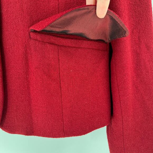 Ann Taylor Women's Red Wool Button Up Long Sleeve Jacket Size 4 - Picture 3 of 10
